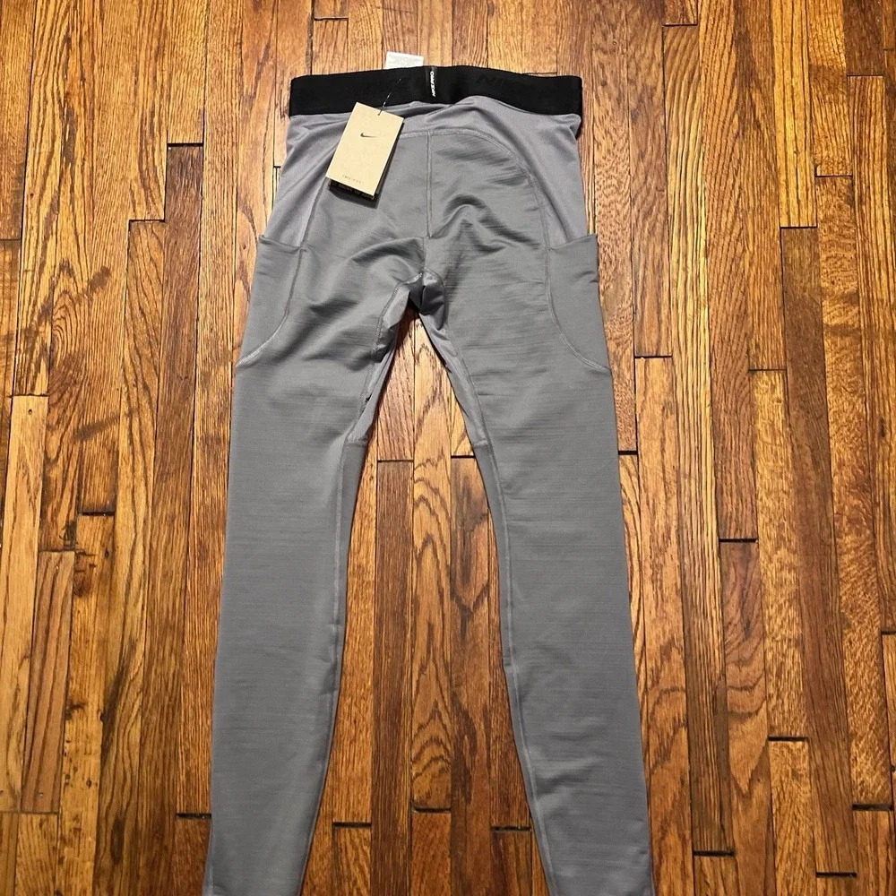 NWT Nike Pro Warm Compression Tights Pants FB7961-084 Gray Men's Size Small S